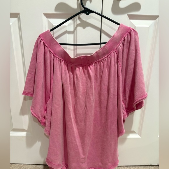 Free People Pink Flowy Off-Shoulder Tunic Top - Picture 4 of 8